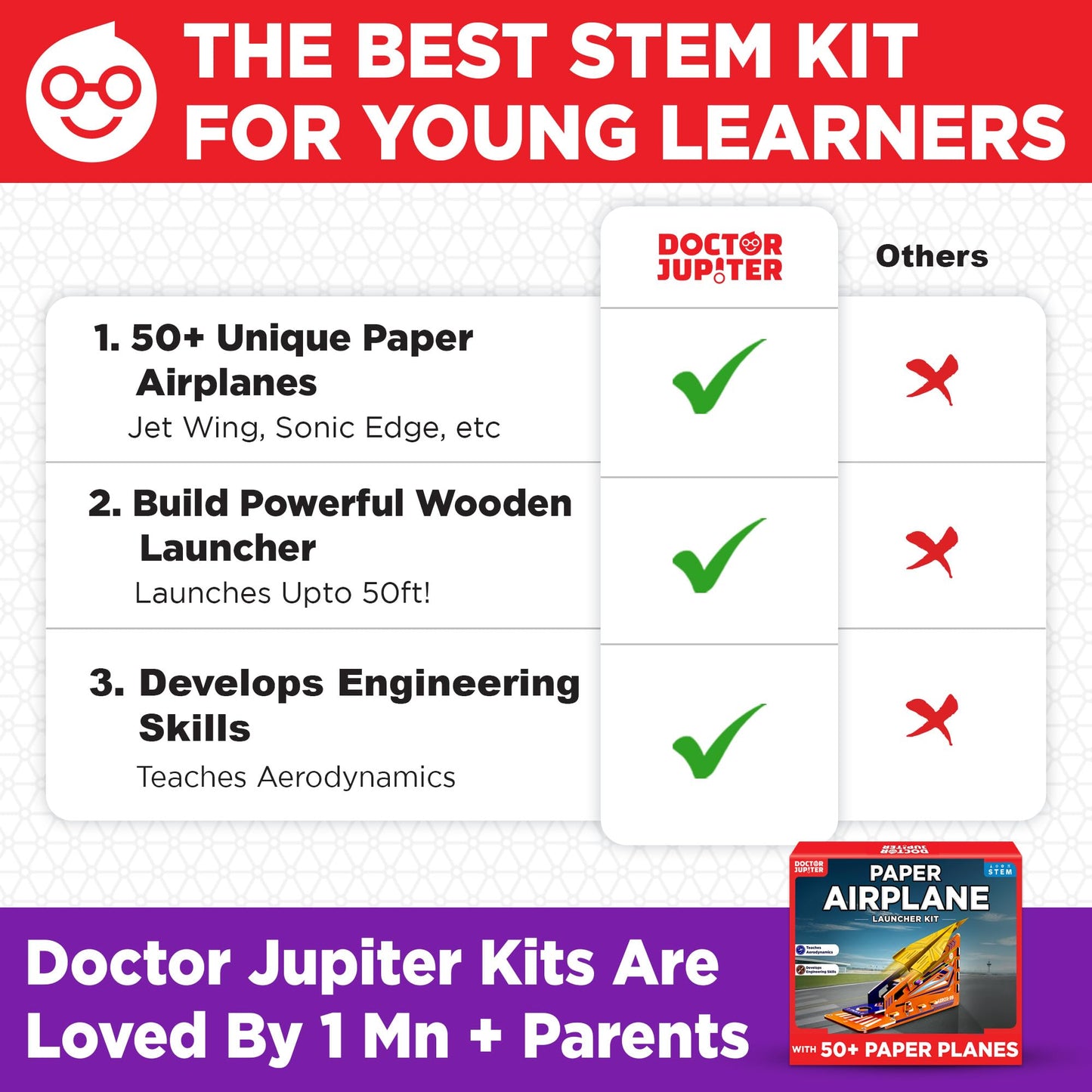 Doctor Jupiter Paper Airplane Book Kit with Launcher for Kids Ages 6+ | Toys for 6,7,8,9,10,11,12 Year Old Boys, Birthday Gift Ideas | DIY Craft Activities, 50+ Paper Airplanes
