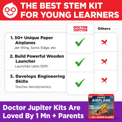 Doctor Jupiter Paper Airplane Book Kit with Launcher for Kids Ages 6+ | Toys for 6,7,8,9,10,11,12 Year Old Boys, Birthday Gift Ideas | DIY Craft Activities, 50+ Paper Airplanes