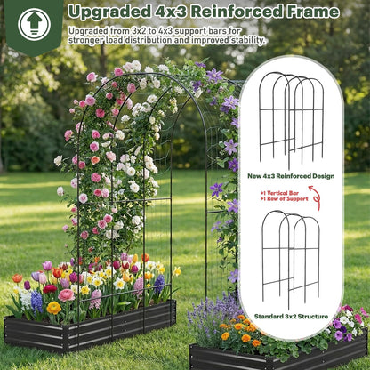 DTIG Galvanized Raised Garden Bed with Trellis, 6×3×1 FT 2 Pack Outdoor Garden Bed, Upgraded 4×3 Support, Black