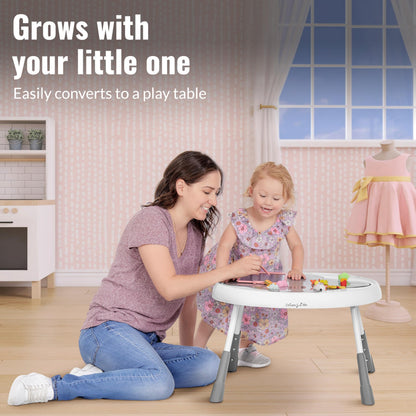Dream On Me Curio Sit N Seek Baby Activity Center in Grey, 2 in 1 Activity Center and Play Table with 3 Detachable Toys and Music, 3 Level Height Adjustable Positions Activity Center for Baby