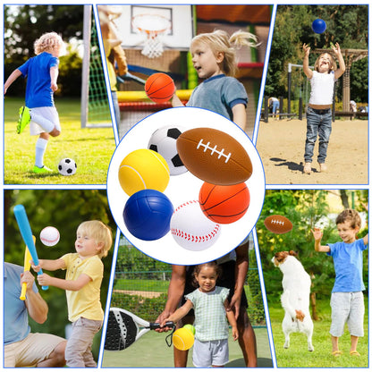 Urspasol Mini Sports Balls Set of 6 Foam Balls for Kids 3.5 inch Soft Ball for Toddlers 1-3 with Bag Includes Soccer, Basketball, Football, Baseball,Tennis and Volleyballs- Throwing Toys for Babies