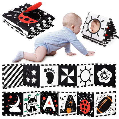URMYWO Black and White Baby Toy, Tummy Time High Contrast Newborn Toys 0-3 Months, Soft Baby Book, Visual Stimulation Montessori Sensory Infant Toys 0-6-12 Months, Boy Girl Shower Gift