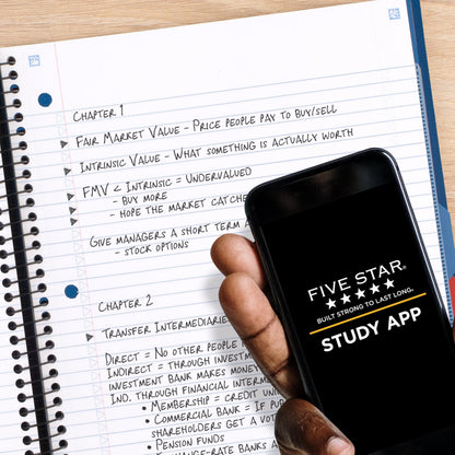 Five Star Advance Spiral Notebook + Study App, 5 Subject, College Ruled Paper, 8-1/2" x 11", 200 Sheets, Spiral Guard, Movable Tabbed Dividers, Black (73144)