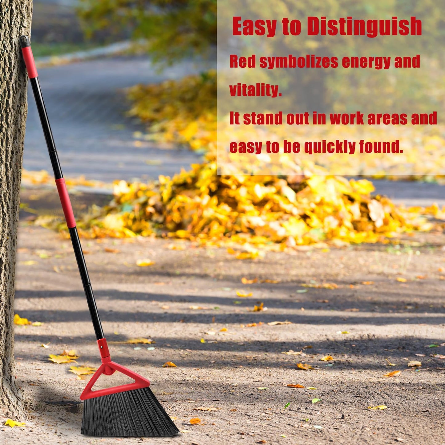 PUTNATRUE Heavy Duty Broom of Outdoor and Indoor, 4 Packs Upgraded Commercial Angle Brooms, Perfect Red Broom of House,Kitchen, Garage, Courtyard, Concrete
