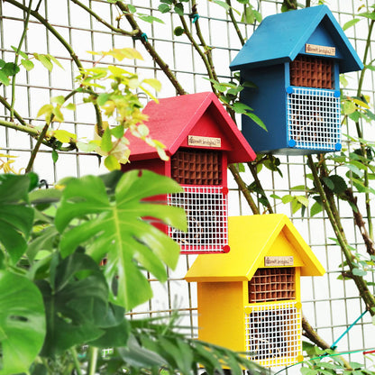 CEDAR ALPHA 4 Pack DIY Insect Hotel Kit, Backyard Insect House, Solid Wood 5.9"x 7.7"x 4.7", UVcoating Painted, Bee House, Nesting Habitat Shelters, Garden Shelter for Bees, Butterflies, Bugs