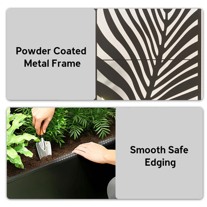 Outsunny Metal Planter Box with Trellis, 71" Tall Raised Garden Bed with Trellis Privacy Screen for Climbing Plants, Large Leaf Cut-Out Privacy Planter for Garden, Patio, Balcony