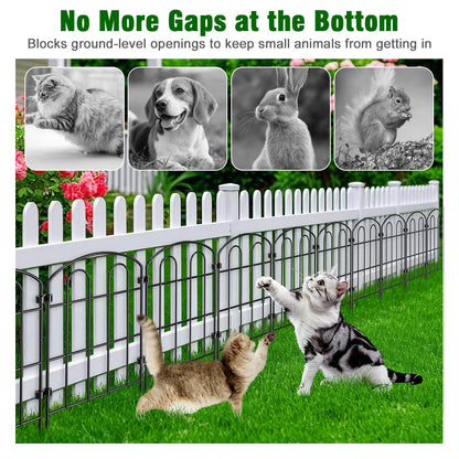 CADUKE 28 Pack Garden Fence Border, 24in(H) x 30ft(L) Metal Garden Fence, Rustproof No Dig Landscape Fence Panels, Arched Wire Flower Bed Fence, Animal Barrier for Dog Rabbit Yard Patio