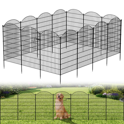 SUNYRISY Metal Garden Fence Animal Barrier with Gate, 13 Panels 40 in (H) X 28 ft(L) No Dig Dog Pet Fence Outdoor for Yard, Temporary Fencing for Outside Garden Border