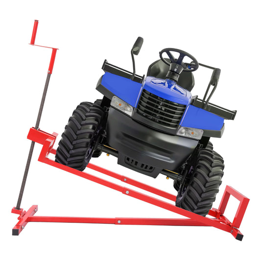 HECASA Lawn Mower Lift Jack 882lbs Universal Fit for Ride on Lawn Mowers & Garden Tractors Adjustable Telescopic Maintenance Jack Lifting Platform with Manual Handle Red Steel Powder Coated