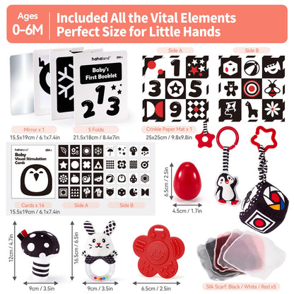 hahaland High Contrast Baby Toys for Newborn - Infant Baby Black and White Sensory Newborn Toys for Brain Development Montessori Tummy Time Toy for 0 3 6 Months