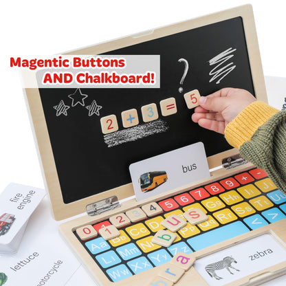 Montessori Toys 11.8" Laptop Preschool Learning Activities 3 Year Old Boy Gift, Pretend Play Toddlers Birthday Gift ,Learning and Educational Toys for 3 4 5 6 7 8 Year Old Kids