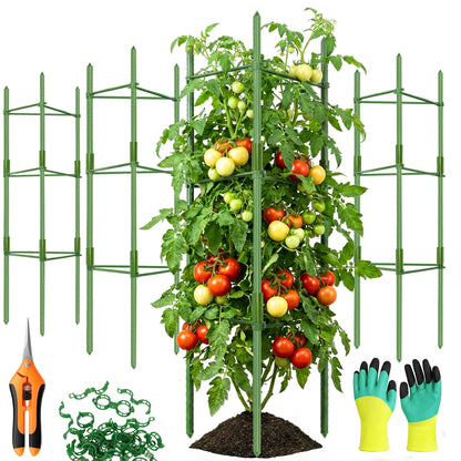 EWPJDK 6-Pack Tomato Cage for Garden Plant Support 48 INCH Garden Stakes Adjustable Tomato Cage for Climbing Plants Pots Vegetables Flowers Fruits (6, 48 Inches)