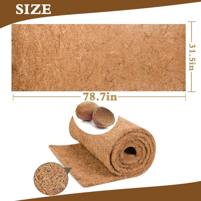 Natural Coco Liner Roll-31.5x78.7 Inch Coconut Coir Liner Sheets Coco Mat for DIY Flower Basket Liner Pet Pad Reptile Carpet Moss Pole