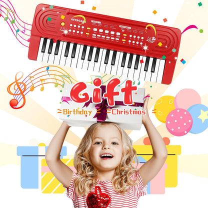 Kids Toddler Toy Piano Keyboard - 37 Key Pianos for Kid Music Toys Instruments with Microphone | Explore Creativity, Perfect Birthday for 3-8 Year Old (Red)