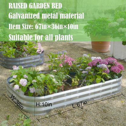 Colorfulbeetle Galvanized Raised Garden Bed Kit, Large Metal Raised Garden Beds for Vegetables, Galvanized Planter Raised Garden Boxes Outdoor (Silver)