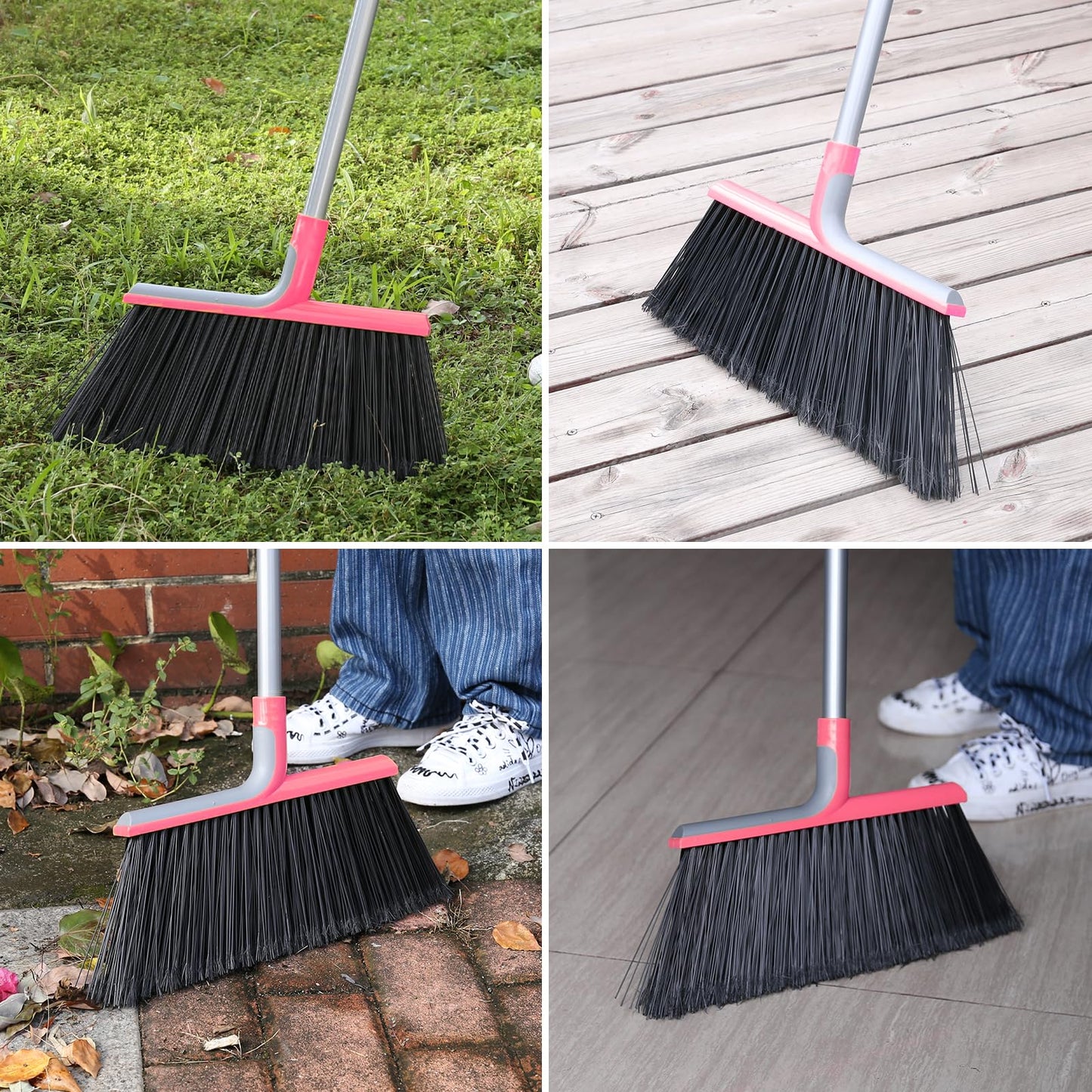 KeFanta Heavy Duty Broom, Outdoor Broom with 54.7" Long Handle, Commercial Brooms for Sweeping Outdoor Concrete Courtyard Garage Patio Indoor Home Floor Kitchen Office Lobby