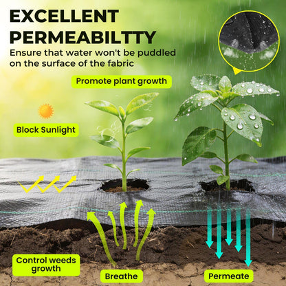PALATALA 4ft x 300ft Weed Barrier Landscape Fabric, 3.2oz Heavy Duty Woven Geotextile Fabric, Block Gardening Mat Ground Cover, Weed Control Garden Cloth for Gardening Ground, Landscaping, Driveway