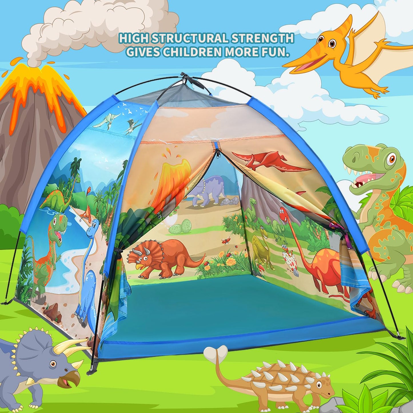 Mnagant Kids Play Tents,the World of Dinosaurs Tents for Kids Indoor/Outdoor fun, Dinosaurs Dome Playhouse for Boys & Girls,Durable and Breathable Premium Material, Perfect Kid’s Gift- 47" x 47" x 43"