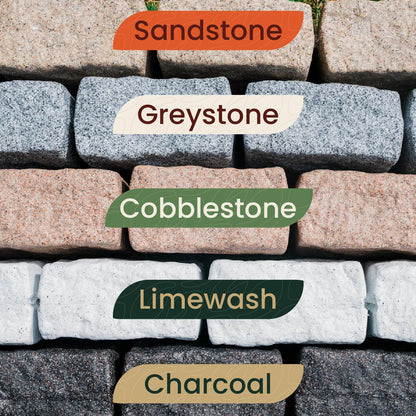 Beuta Landscape Edging | Garden Edging Border | Faux Stone Blocks for Lawn Edging, Flower Beds & Yard Edging – 4 Pack | Each Section Has 6 Blocks 48" L x 4" W x 6.5" H | 8 Spikes | Cobblestone