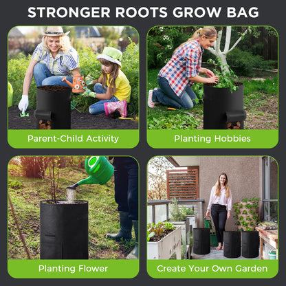 Yoojahow 2 Pack 30 Gallon Potato Grow Bags with Harvest Window, Durable Garden Planter Bags with Handles for Potatoes, Tomatoes, and Vegetables - Indoor & Outdoor Gardening Supplies (Black)