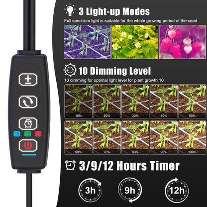 Gaprass 60 Cell Self-Watering Seed Starter Tray with Grow Light and Heat Mat,Seed Starter Kit,Humidity Domes,Auto Timer,Flexible Brightness Seedling Starter Trays for Seed Starting & Seeds Growing