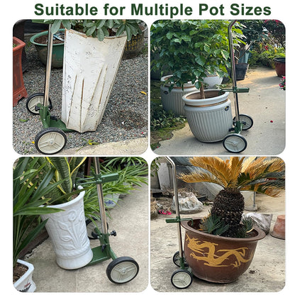 Hxgexin Heavy Duty Plant Mover with Wheels, Adjustable Pot Lifter Dolly for Large Potted Plants, Flat-Free Rubber Wheels, Ergonomic No-Lift Design, Steel Base, 220 LBS Capacity