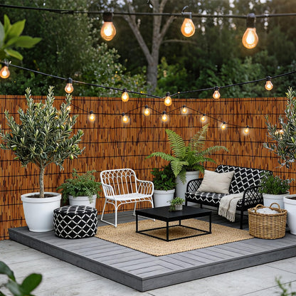 GALTEED Bamboo Reed Fence Roll,Decorative Reed Fencing 4ft High Roll Reed Screen,Balcony Reed Fence Bamboo Screen Fencing for Outdoor Backyard Patio (4X19.6FT)