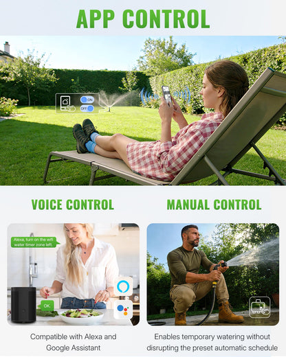 WILAWELS WiFi Water Timer for Garden Hose, Sprinkler Timer 3 Zone, 3 Outlet Smart Hose Watering with WiFi Irrigation Controller, Automatic Irrigation System/Rain Delay/Manual Watering D33WT06