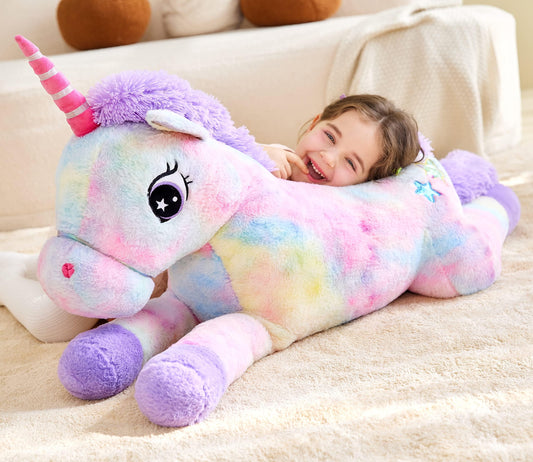 IKASA Giant Unicorn Stuffed Animal Plush Toy,Large Cute Jumbo Soft Toys,Huge Big Size Plushy Fluffy Fat Oversized Plushie,Gifts for Kids Girls Boys Girlfriend (Multicolored, 43 inches)