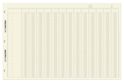 BookFactory Ledger Sheets/Large 13 Column Accounting Ledger Columnar (Thirteen Columns) Loose Leaf Paper - 17'' x 11'', 50 Pages, Loose Leaf, 3 Hole Punched (Made in USA)