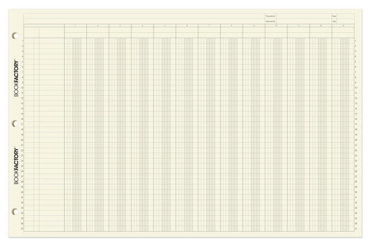 BookFactory Ledger Sheets/Large 13 Column Accounting Ledger Columnar (Thirteen Columns) Loose Leaf Paper - 17'' x 11'', 50 Pages, Loose Leaf, 3 Hole Punched (Made in USA)