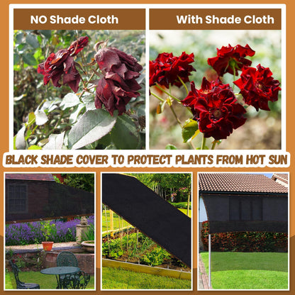 Riare 90% Black Shade Cloth- 20 x 20 FT Sunblock Garden Shade Cloth, Sun Shade Mesh Tarp with Reinforced Grommets for Greenhouse, Garden, Patio, Backyard, Plants, Pergola, Chicken Coop