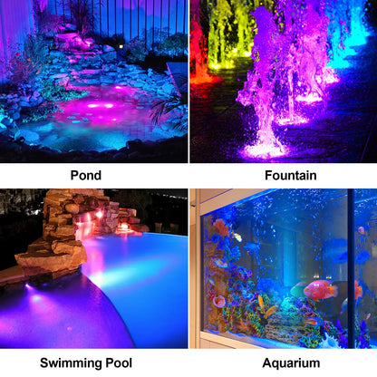POPOSOAP Solar Pond Lights, RGB LED Pond Lights Waterproof IP68, 2200mAh Battery Underwater Solar Light with Two Modes Options for Pond Fountain Pool Garden Decoration(3 Headlamp)