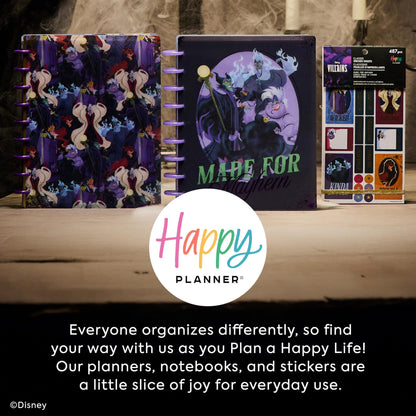 Happy Planner Disney Villains Notebook for Office, School or Journaling, Disc-Bound Notebook, Classic Size, 7" x 9.25", 60 Dot-Lined Pages, Made for Mayhem