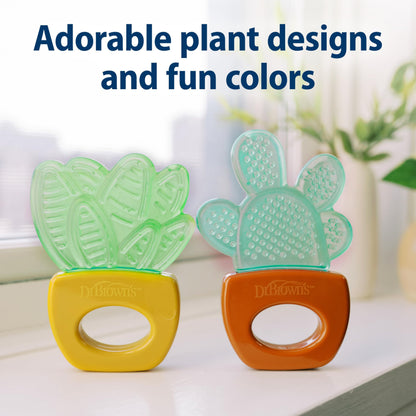 Dr. Brown's AquaCool Water-Filled Teether, Cooling Baby Teether Toy for Sore Gums, Green Cactus, BPA-Free, 3m+, 4-Pack