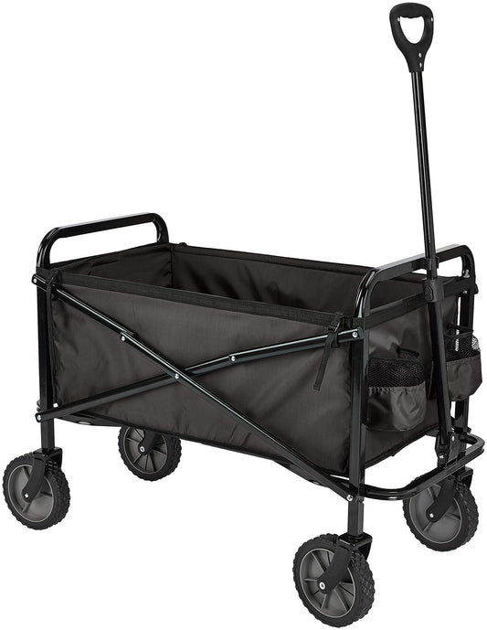 Amazon Basics Collapsible Heavy Duty Utility Wagon for Outdoor Sports, Camping, Garden, and Shopping, 265 Pounds Capacity, 27.6 x 40.9 x 20 inches, Black