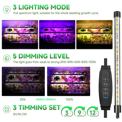 Adawook Self-Watering Seed Starter Tray with Grow Lights, 60 Cells Seed Starter Kit, Full Spectrum Grow Light for Seed Starting, Timing Set, Germination Tray Grow Kits with High Humidity Domes