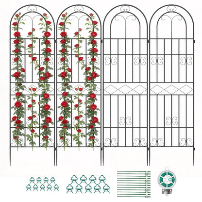 Suteck Garden Trellis for Climbing Plants Outdoor, 71” H x 20” W, 4 Pack Metal Garden Trellis with Rustproof Powder-Coated, Rose Trellis for Patio Lawn Yard, Flower & Vegetable Support