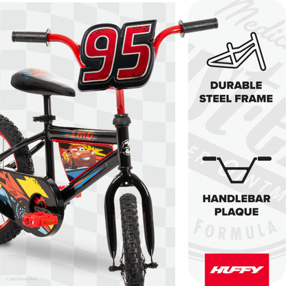 Huffy Disney Pixar Cars Lightning McQueen 16 Inch Kid's Bike, Ideal for Ages 4-6 Years Old, Training Wheels Included, Quick Connect Assembly, Fun and Playful Graphics, Simple Coaster Brake