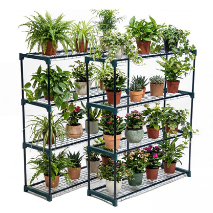 Panana 4 Tier Garden Greenhouse Steel Staging Shelving Plant Stand Garden Shelving Unit Garage Storage Racking, 2 Pack Plant Racks