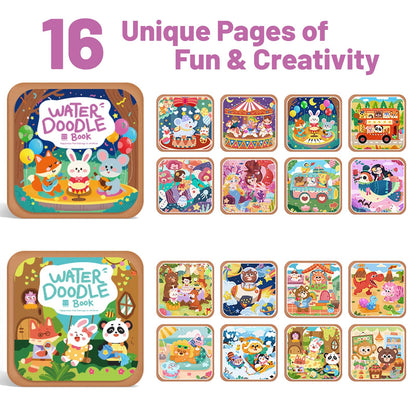 BlivEclat Water Coloring Book for Toddlers 1-3 - Mess Free Reusable Magic Reveal Montessori Painting Book with Water Pen - No Mess Paint with Water Activity for Kids Ages 2-4