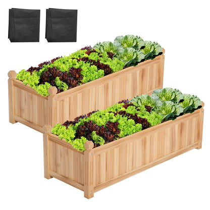 VIVOSUN 3.6 x 1.3Ft Wooden Raised Garden Bed, 43.5 x 16 x 14 Inches, Outdoor Wood Planter Box with Screwdriver and a Liner for Garden, Patio, Balcony, Backyard and Outdoors, 2Pcs