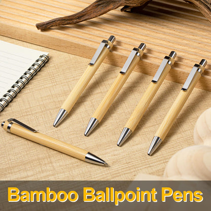 Maitys 1000 Pcs Bamboo Ballpoint Pens Bulk Wooden Retractable, Black Ink, 1mm Engraving Wooden Pen Customizable Gift Bulk
