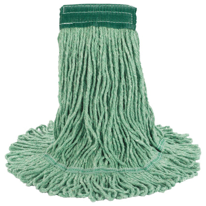 Boardwalk Super Loop Wet Mop Head, Cotton/Synthetic Fiber, 5" Headband, Medium Size, Green, 12/Carton