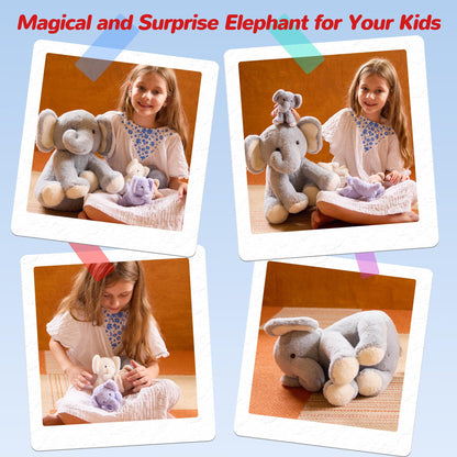 Vposyako 5 Pieces Elephant Stuffed Animals for Girls, 1 Mommy Elephant with 4 Babies Soft Plush Set Toys Gifts for Kids Children 3 4 5 6 7 8 9 Years, Christmas, Birthday, Children's Day