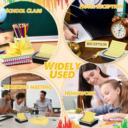 Thenshop 10 Pads Pop up Sticky Notes with 1 Pack Pop up Note Dispenser Note Holder Black Base Clear Top Self Stick Memo Ruled Adhesive Notes 3x3 Ruled Memo Pads Refills 100 Sheet/pad