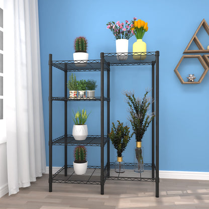 Xiofio 6-Tier Metal Plant Stand for Indoor Outdoor, Multiple Flower Pot Holder, Adjustable for Bedroom, Living Room, Balcony, Garden, Black
