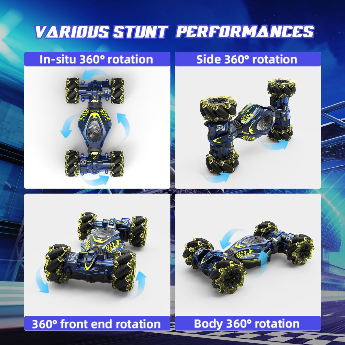 XUERENTECH Gesture Sensing RC Stunt Car Toys for Boys Girls 6-12, 4WD Drift Hand Controlled Car Offroad 360° Rotation with Lights Music for Kids Age 7 9 10 11 12 Years Old Birthday Xmas Gifts