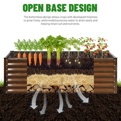 SnugNiture 6x2x2FT Galvanized Raised Garden Bed Kit, Metal Planter Box for Planting Plants Vegetables, Brown