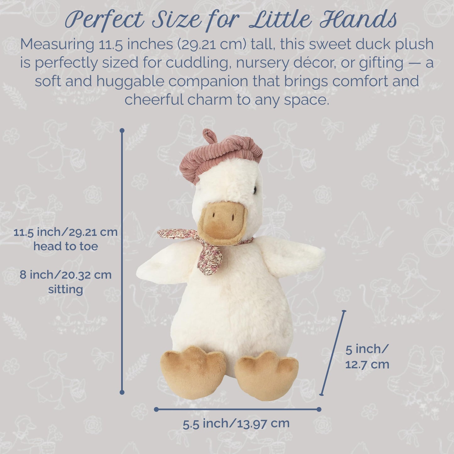 MON AMI Colette The Duck 11.5-Inch Stuffed Animal for Boys & Girls | Soft Duck Plush Toy | Cute Playtime Companion | Nursery & Room Décor | Gift for Birthdays & Showers